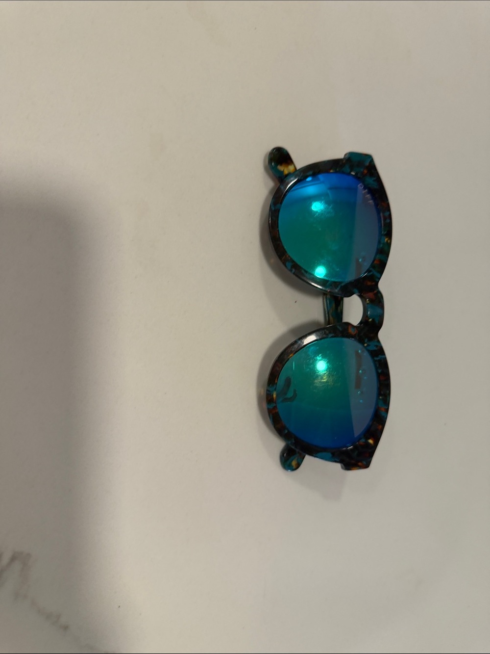 Blue Mirrored Round Sunglasses with Tortoiseshell Frame DIFF